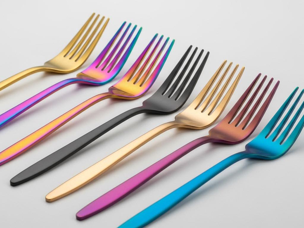 Why is titanium-coated flatware becoming more popular?