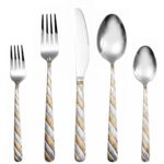 Stainless Steel Cutlery with Twisted Hammered Texture Design and Partial Gold Plating