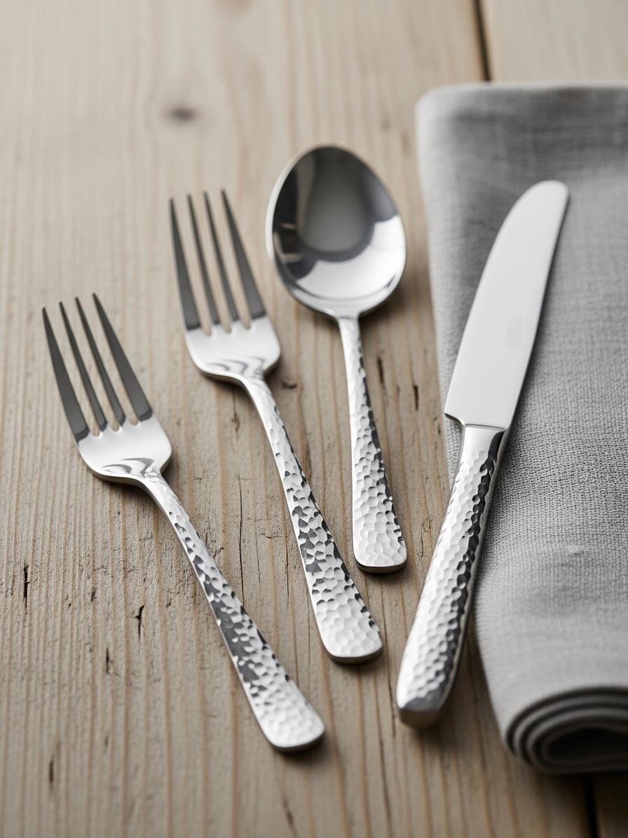 Hammered Flatware Sets - Textured Artisan Cutlery