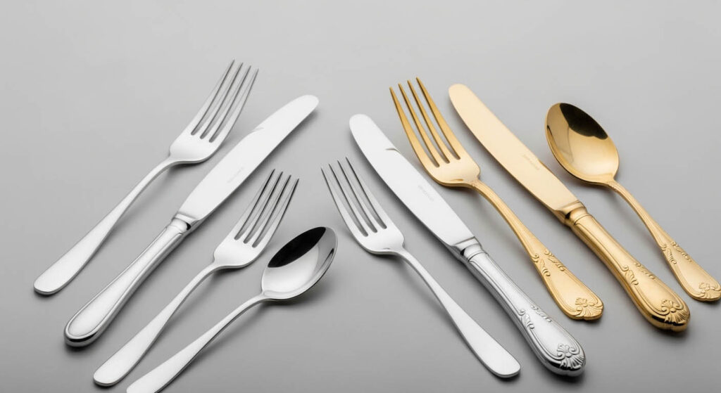 A vintage 1950s advertisement for stainless steel flatware
