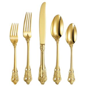 L888-G Baroque Vintage Retro Gold Stainless Steel Cutlery Set