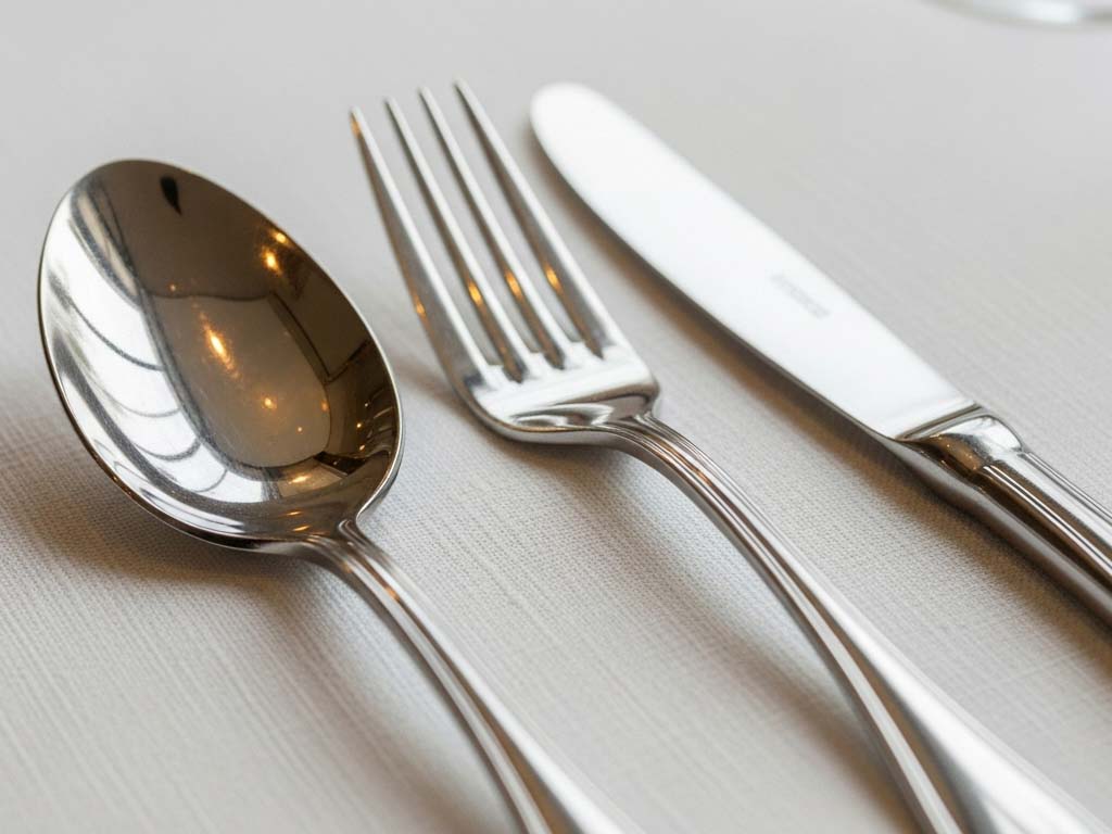 A person holding a magnet to a fork, which is not sticking