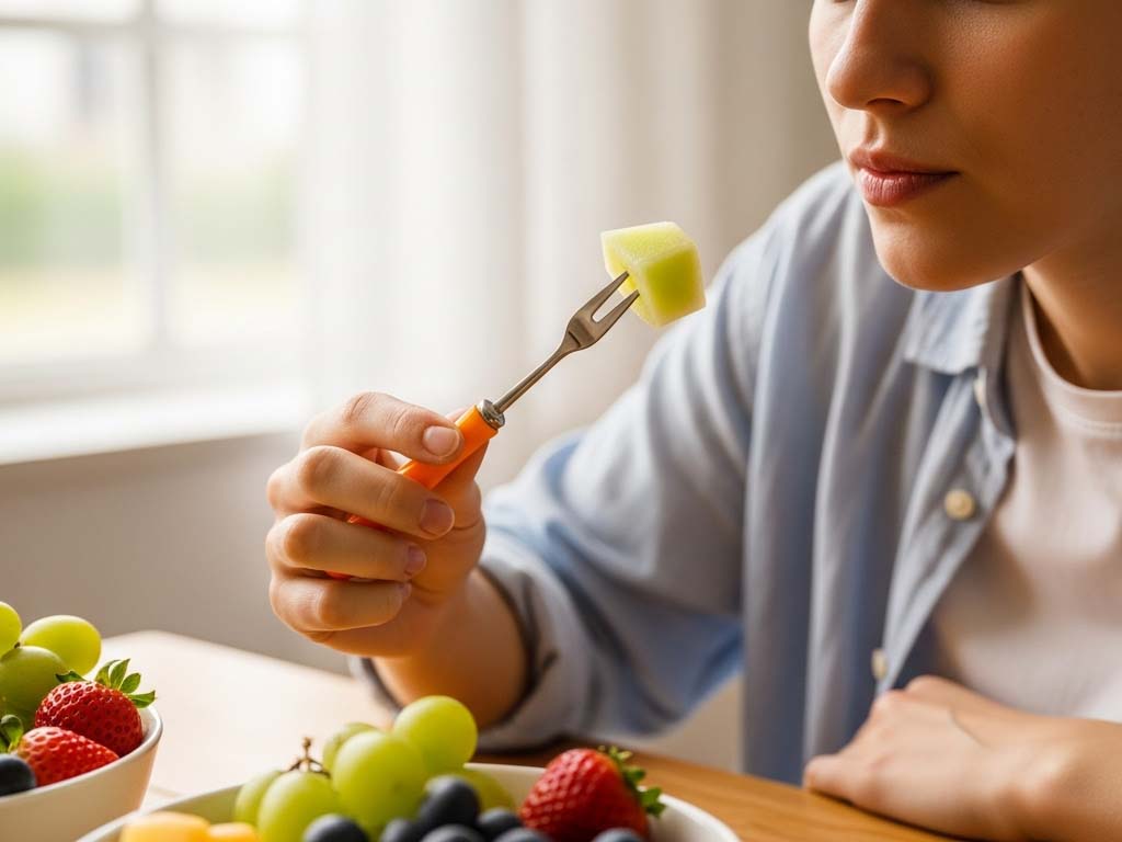 A cake fork and a fruit fork placed side by side to show the difference in their tines