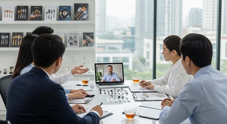 A professional video call with a reliable manufacturer's sales team