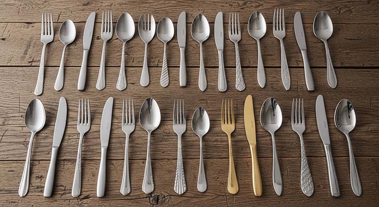 Choosing the Right Flatware Set for Your Restaurant A variety of restaurant flatware sets arranged on a wooden table