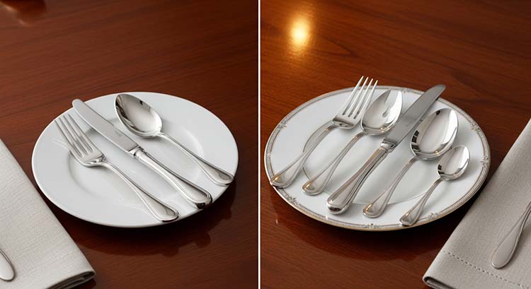Essential Components of a Complete Set A comparison of a 3-piece flatware set versus a 5-piece formal set