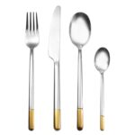 18/8 stainless steel flatware set with gold accent handle