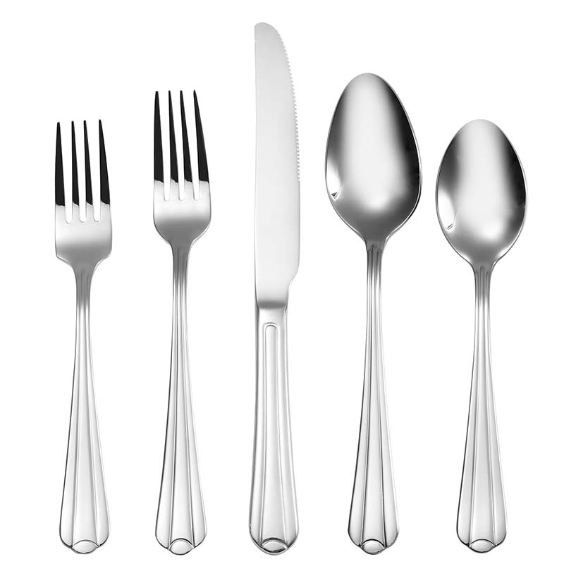 Silver plated flatware set including fork and knife, durable restaurant cutlery set for hospitality and food service