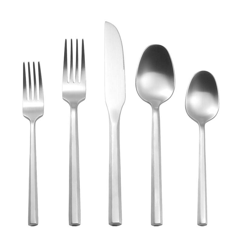 Heavy weight hexagonal handle 18/10 silver flatware for hotel and restaurant use