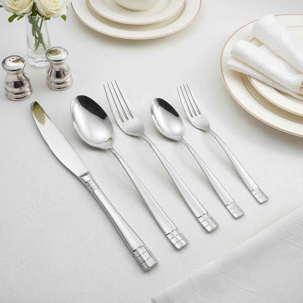 Precision-finished fork knife spoon set in bulk flatware program