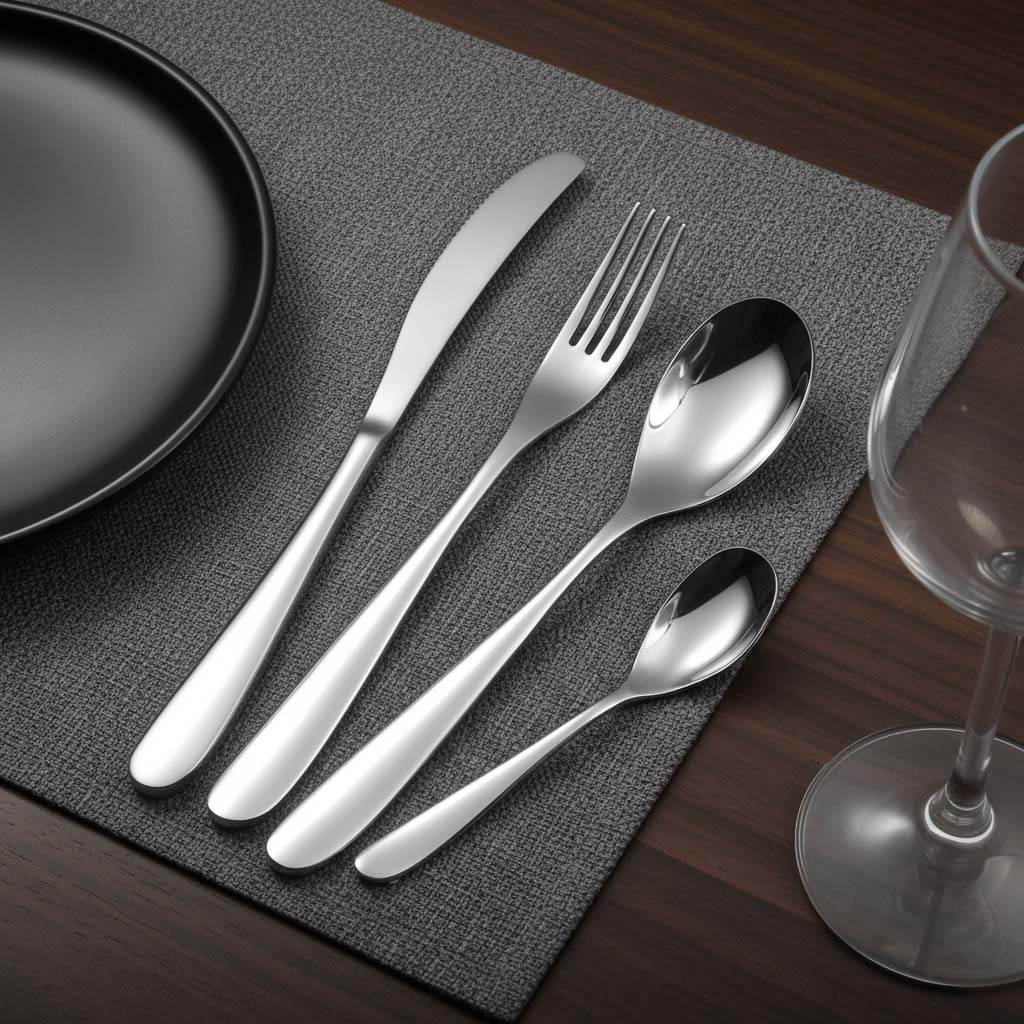 Premium finish fork knife spoon set made from 18/10 stainless steel