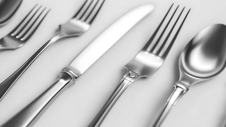 A contract or technical sheet with flatware specifications, highlighting the weight and thickness values