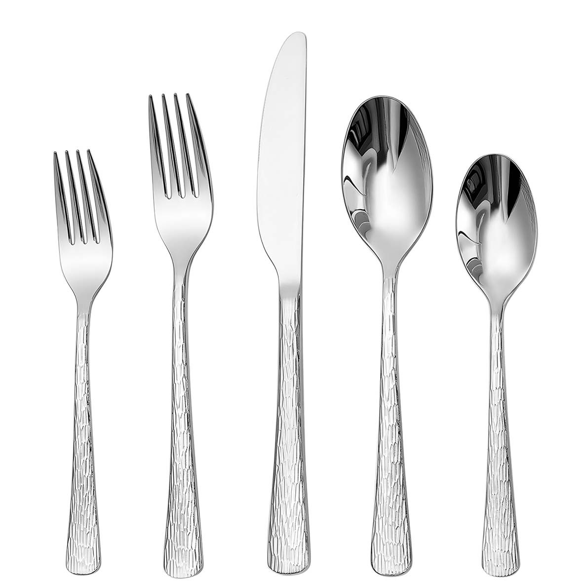 Hammered spoon fork knife cutlery set for bulk B2B supply