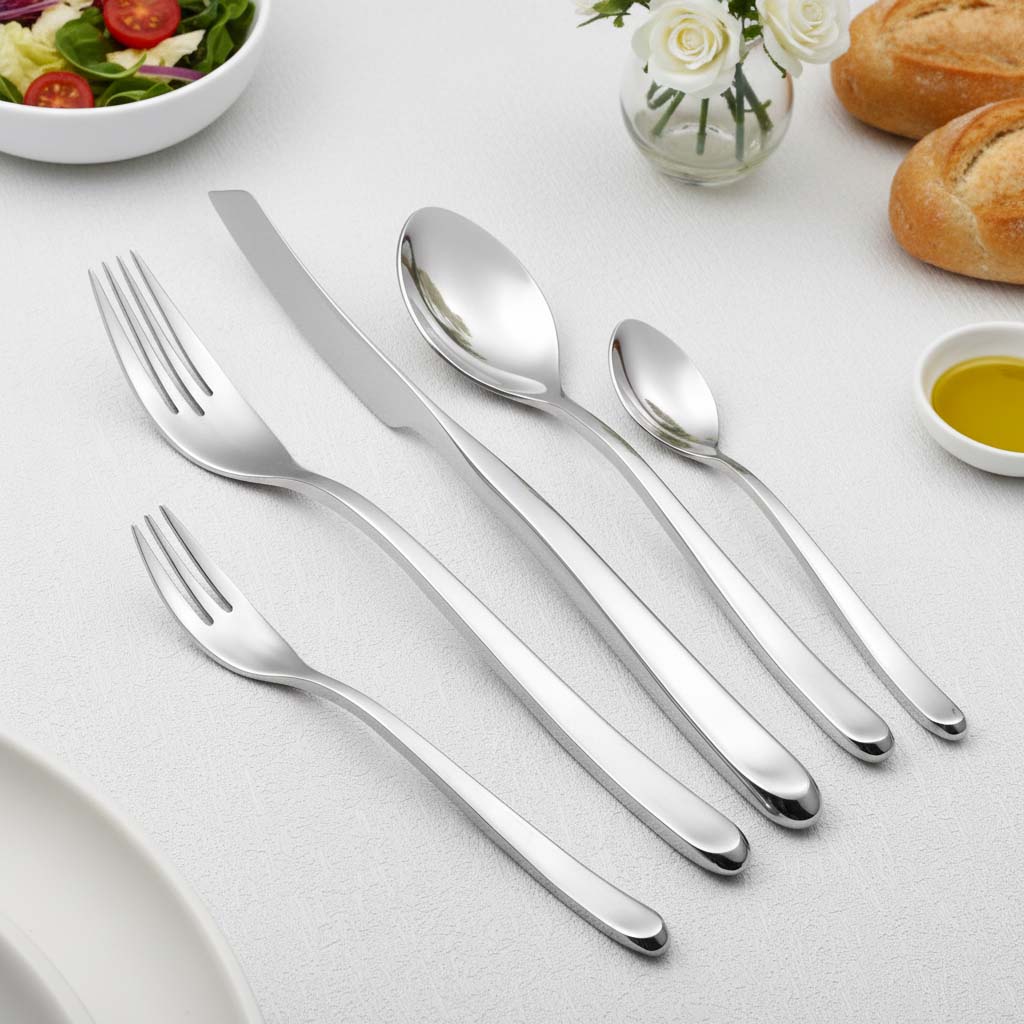 Premium finish fork knife spoon set in luxury flatware collection