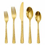 Hammered stainless steel golden silverware set for bulk B2B supply