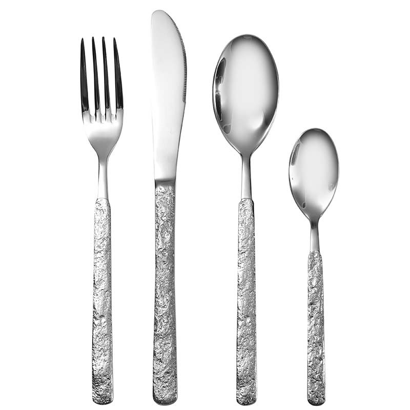 Stone pattern stainless steel unique silverware set for bulk supply