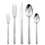 Hammered twist shape stainless steel flatware set for bulk supply