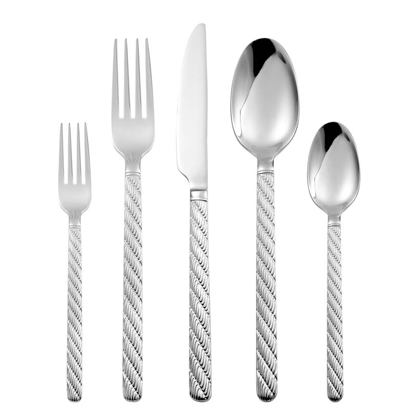 Hammered twist shape stainless steel flatware set for bulk supply