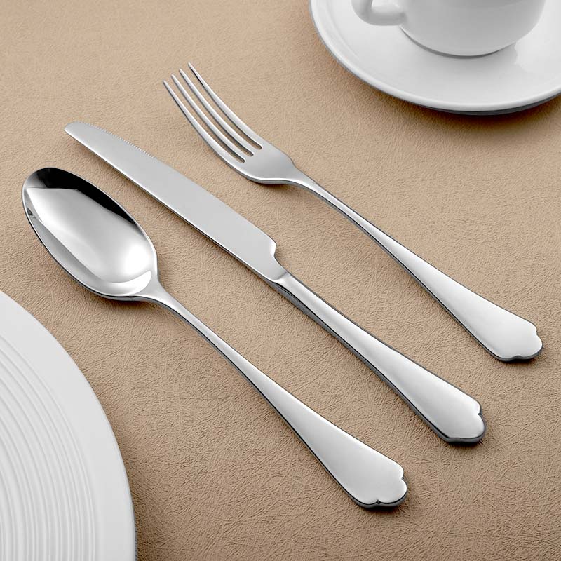 Premium 18/10 stainless steel fork knife spoon set detail