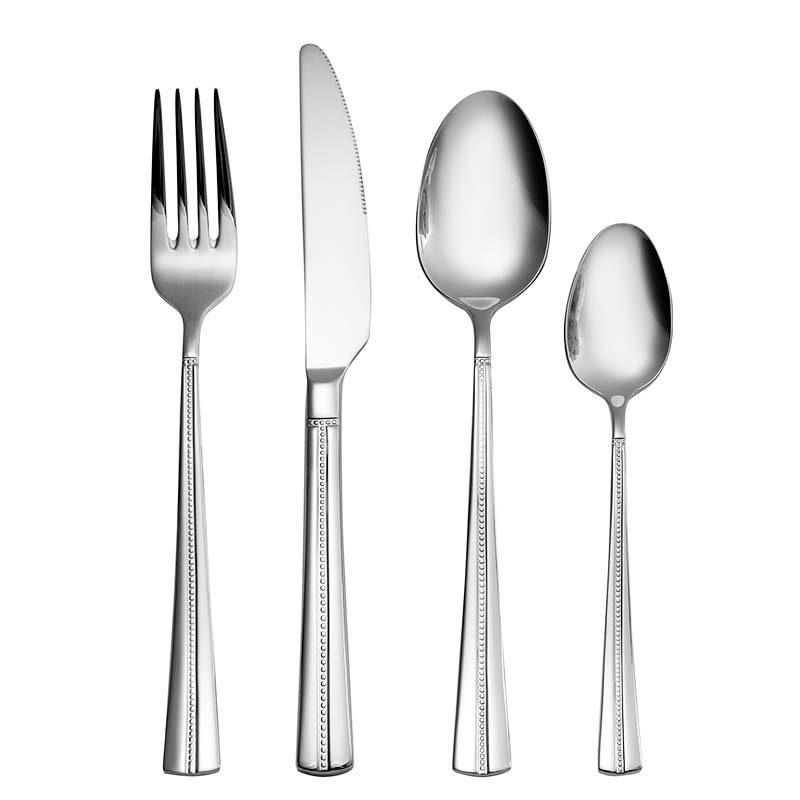 Beaded edge stainless steel silverware set for wholesale bulk supply