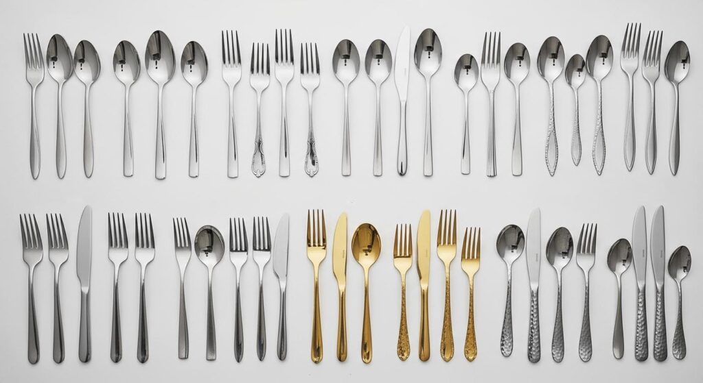 Market Positioning for Flatware A chart showing different market segments like wholesale, e-commerce, and retail