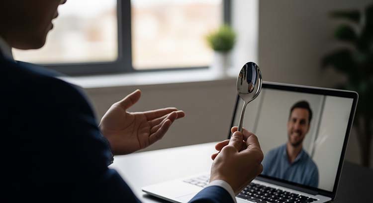 A European designer collaborating with Chinese engineers over a video call