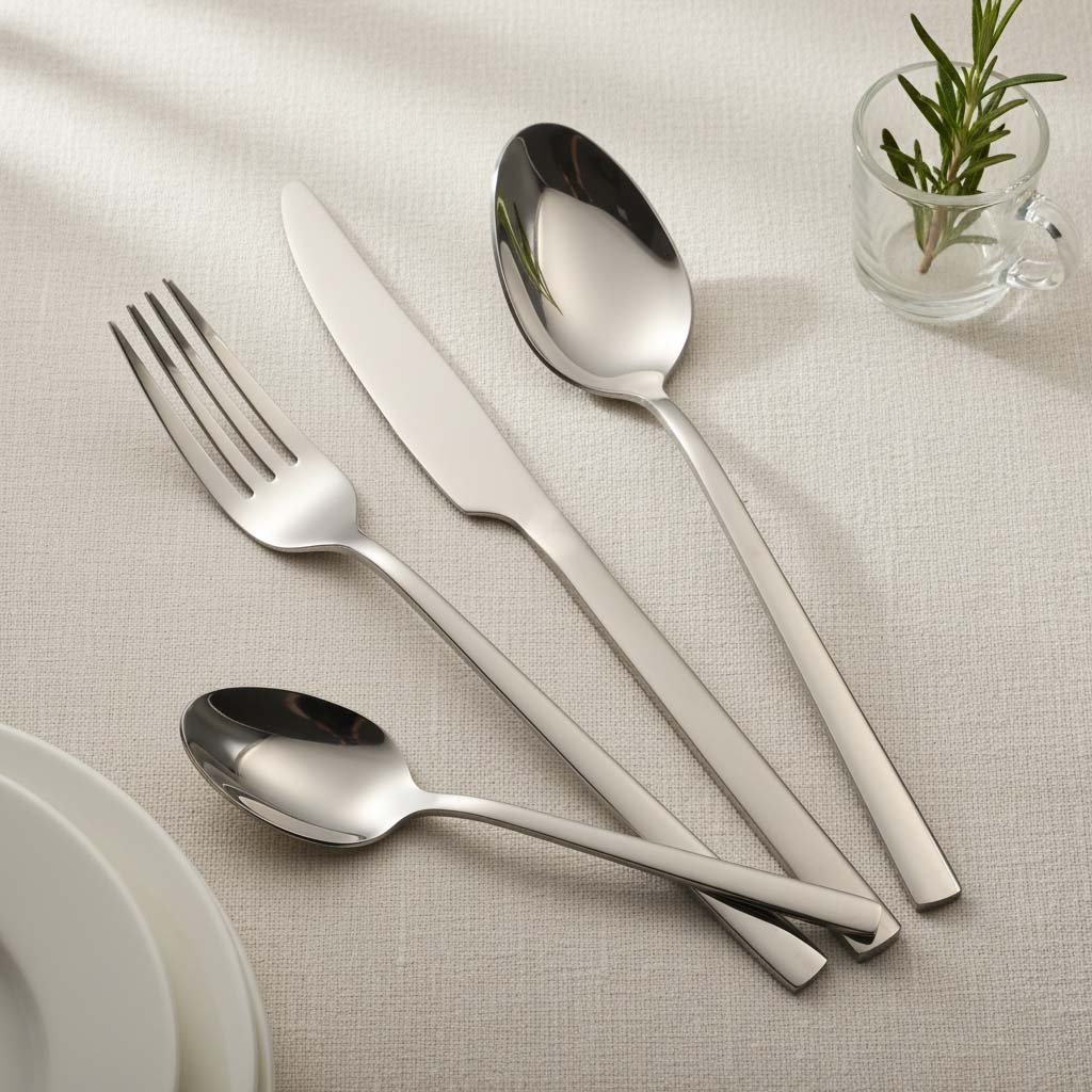 Engraved stainless steel fork knife spoon set for OEM silverware program