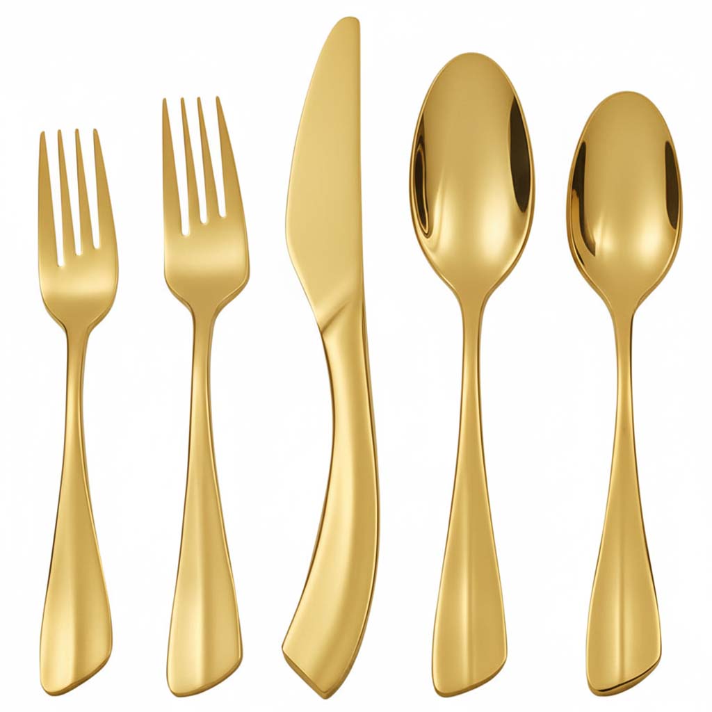 China gold flatware factory colored stainless steel cutlery production
