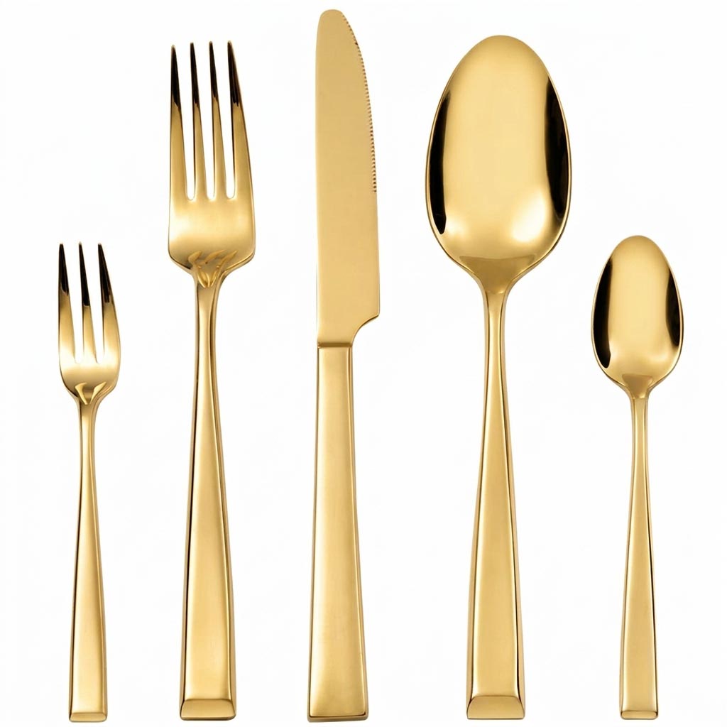 Stainless steel forged gold flatware set