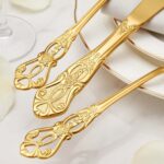 Carved Openwork Handle Gold Flatware Set