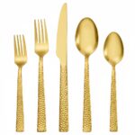 Hammered gold 18/0 stainless steel silverware set