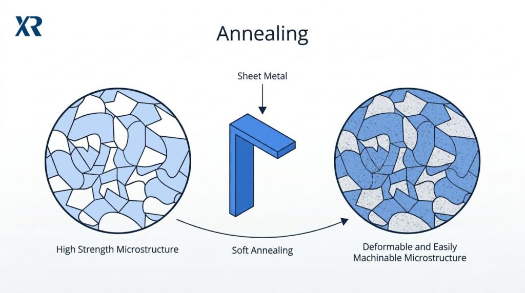 A stack of steel blanks slowly cooling in a controlled environment after annealing