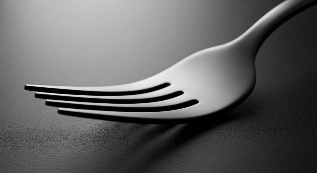 Pros of Matte Flatware Finish Close-up shot of a matte finish fork tine showing its texture