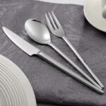 Minimalist modernist spoon fork knife design stainless steel cutlery set
