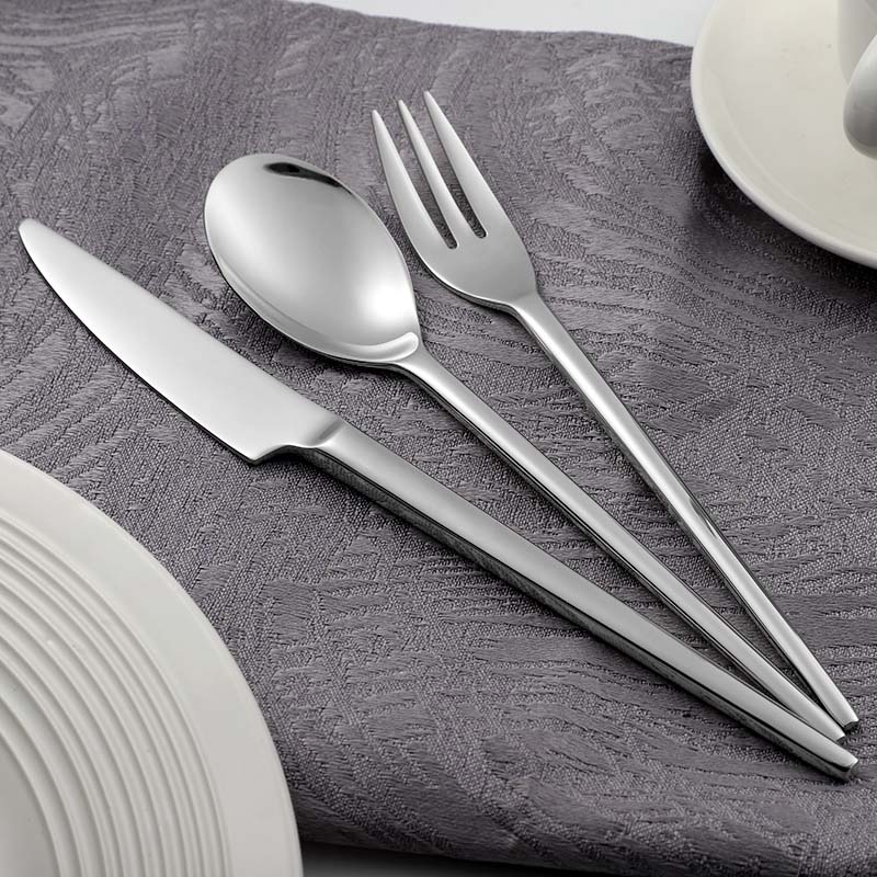 Minimalist modernist spoon fork knife design stainless steel cutlery set
