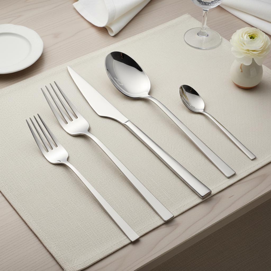 Premium mirror finish 18/10 stainless steel spoon fork knife set