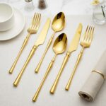 Luxury modern mirror polished gold silverware set
