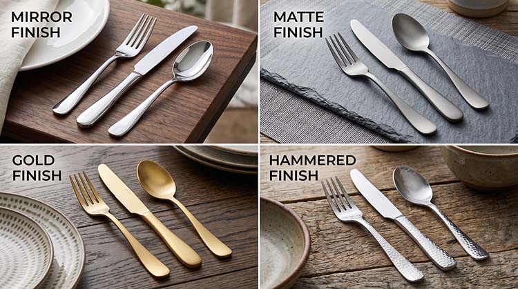 Growing a Flatware Brand with a Supplier A product line evolution chart showing flatware from a basic set to gold and hammered finishes