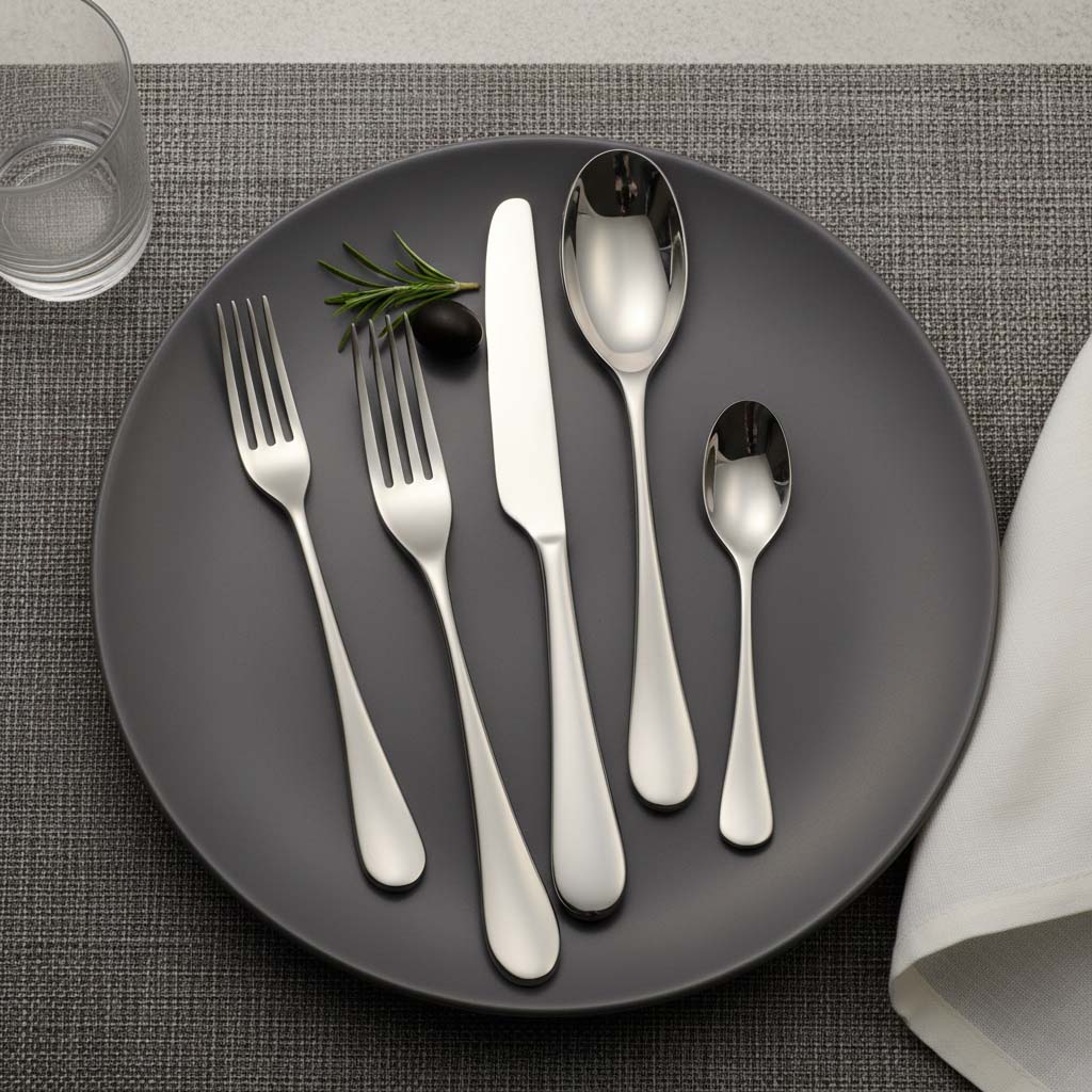 A collection of different flatware designs on a table