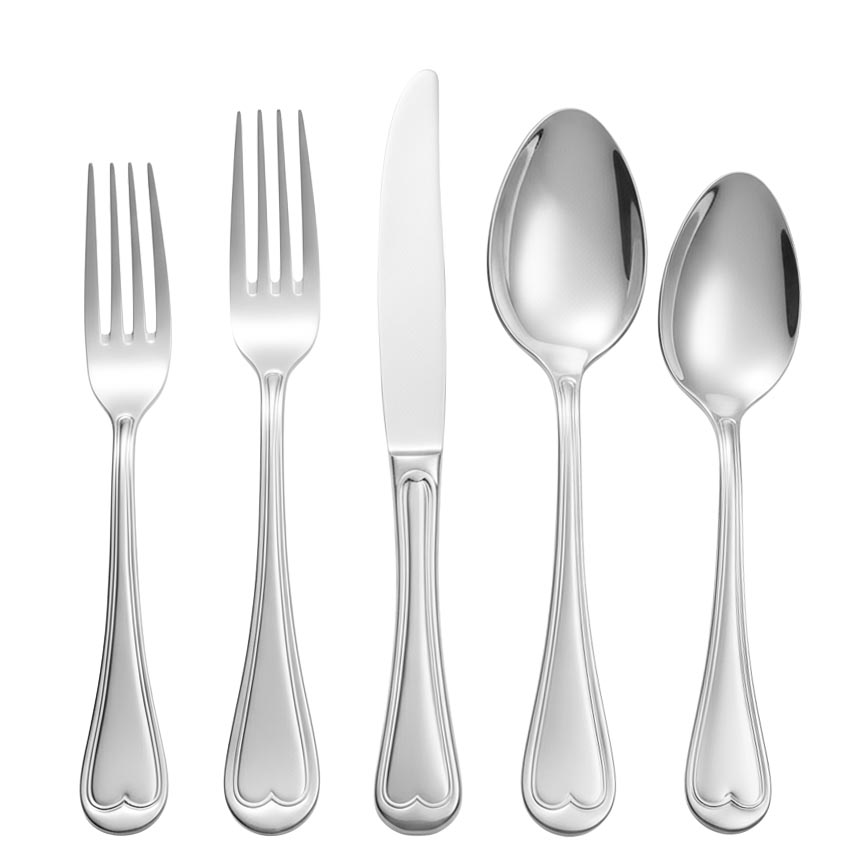 Double line heart handle luxury stainless steel flatware set