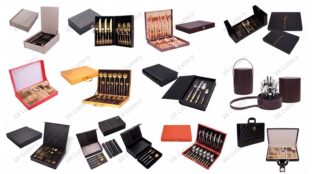 Customized Gift Cutlery Set A beautifully packaged and customized gift cutlery set on display