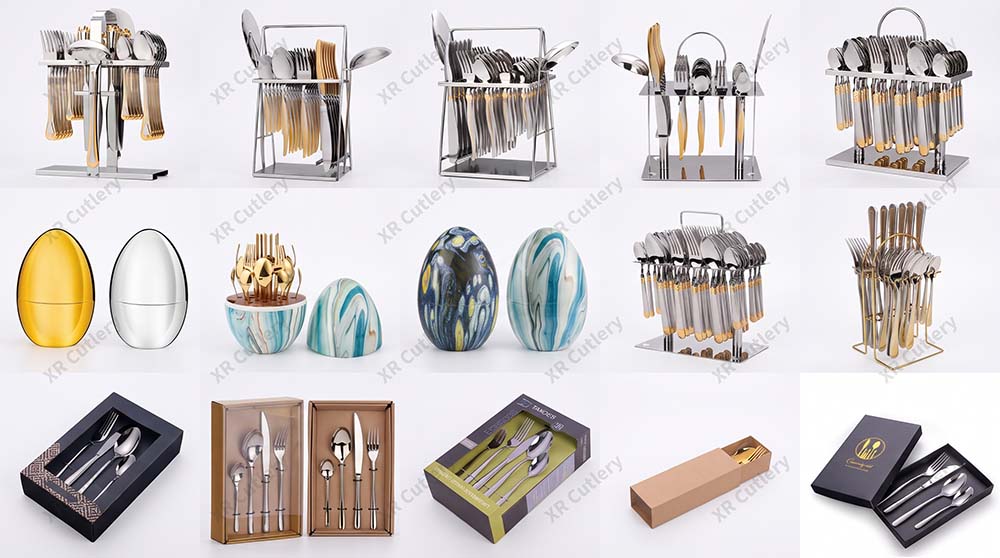 Full-Service Gift Cutlery Set Manufacturer An assembly line at XR Cutlery showing cutlery being placed into custom gift boxes