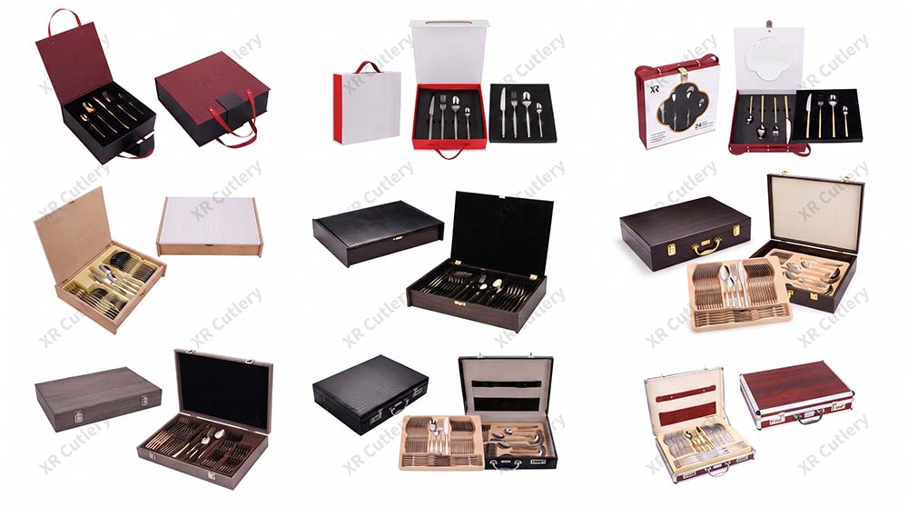 Finalizing a Gift Cutlery Set Sample A pre-production sample of a gift cutlery set laid out for inspection