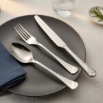 Unique geometric embossed handle stainless steel flatware