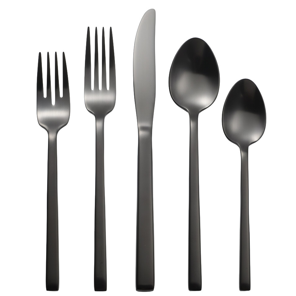 Matte black stainless steel flatware set for wholesale bulk supply