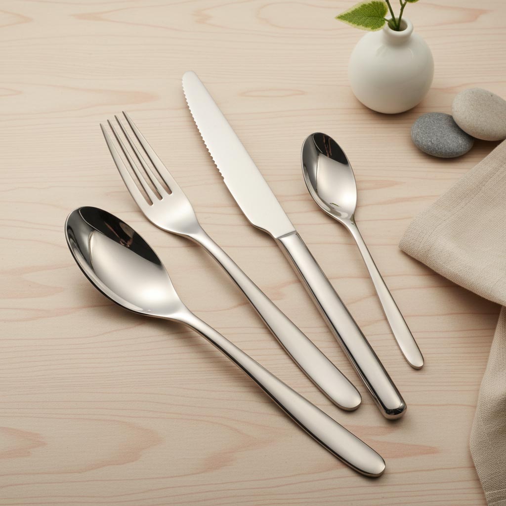 Customized hotel spoon fork knife set produced by professional flatware factory