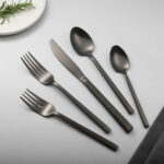 Modern matte black PVD coating finish spoon fork knife set