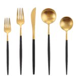Thickened handle black and gold stainless steel flatware set
