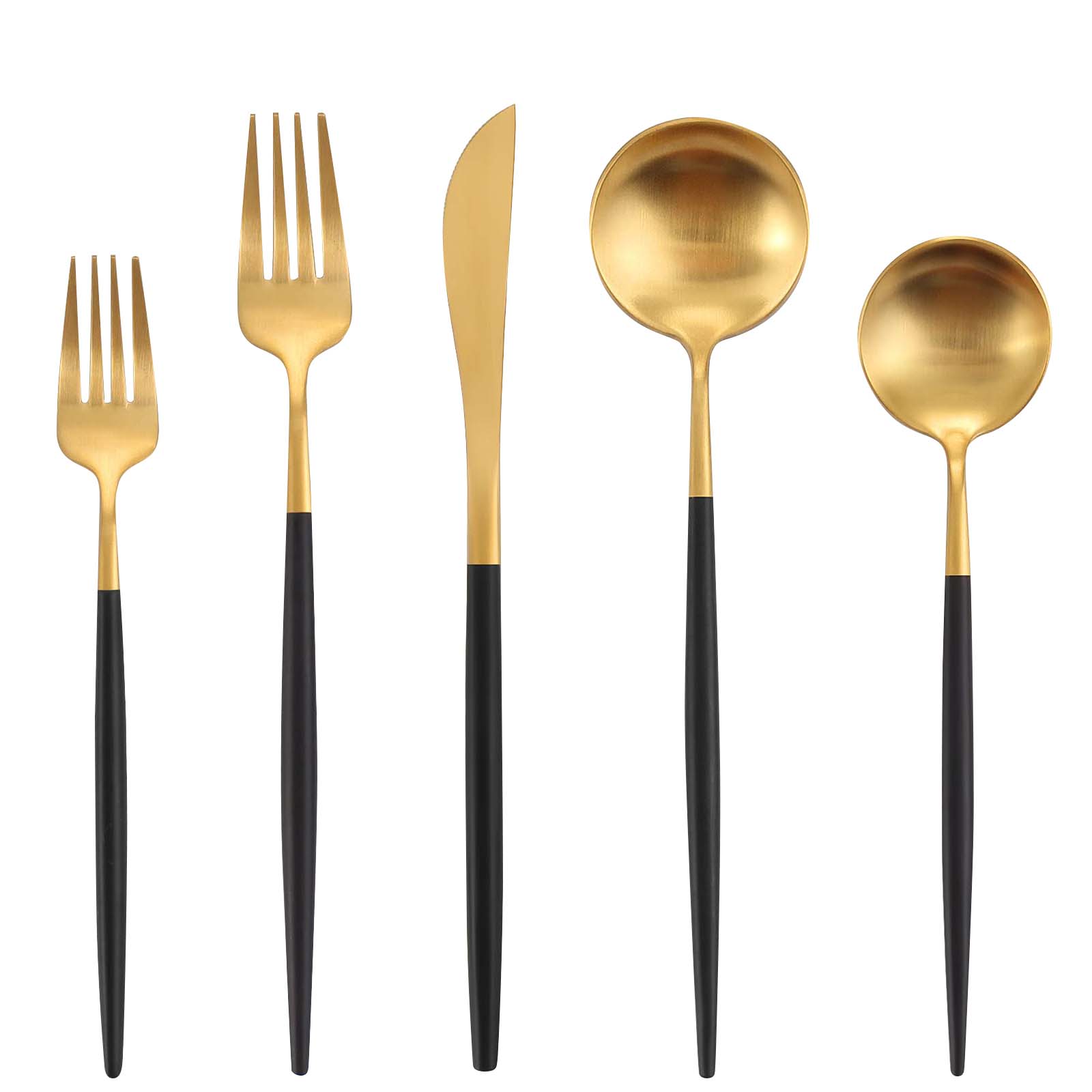 Thickened handle black and gold stainless steel flatware set