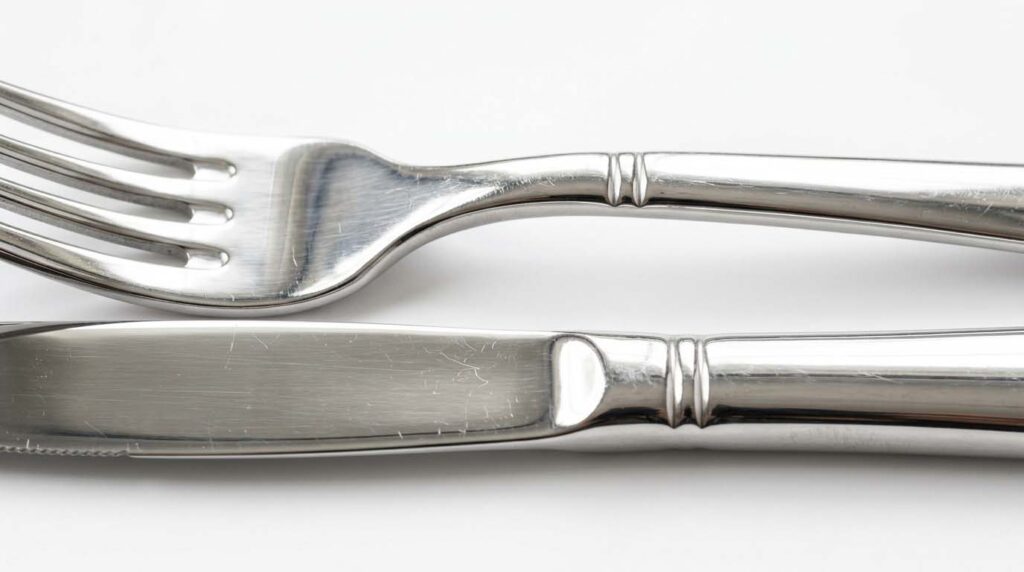 Flatware Defects Caused by Uneven Polishing comparison of well-polished vs poorly polished stainless steel flatware with visible defects